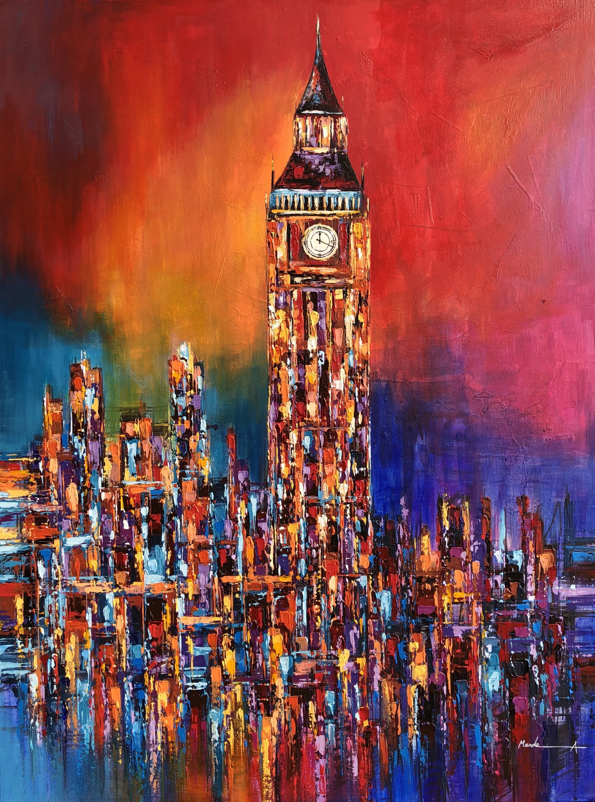 Big Ben Clock Tower   Acrylic on Canvas 75x100 cm 2500